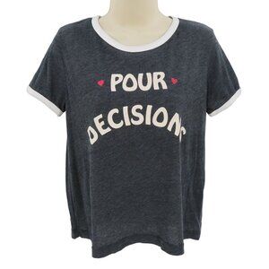 Wildfox Womens Small Pour Decisions Blue Gray Short Sleeve Tee T Shirt Top